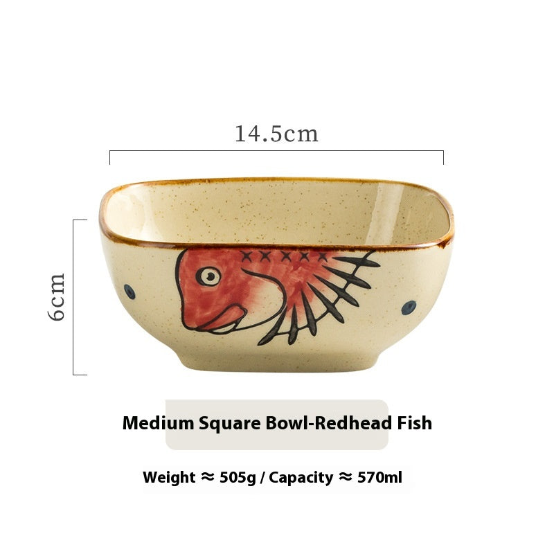 Restaurant Ceramic Tableware Retro Salad Bowl