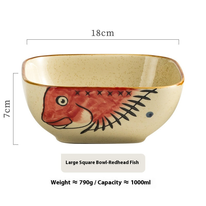 Restaurant Ceramic Tableware Retro Salad Bowl