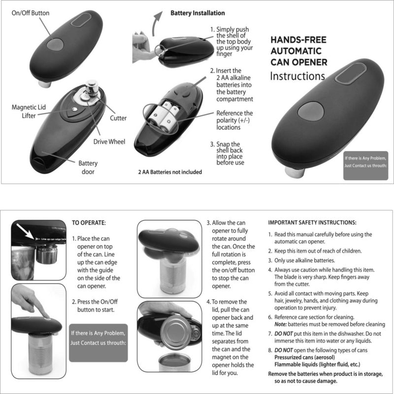 Electric Can Opener Automatic Jar Bottle/Can