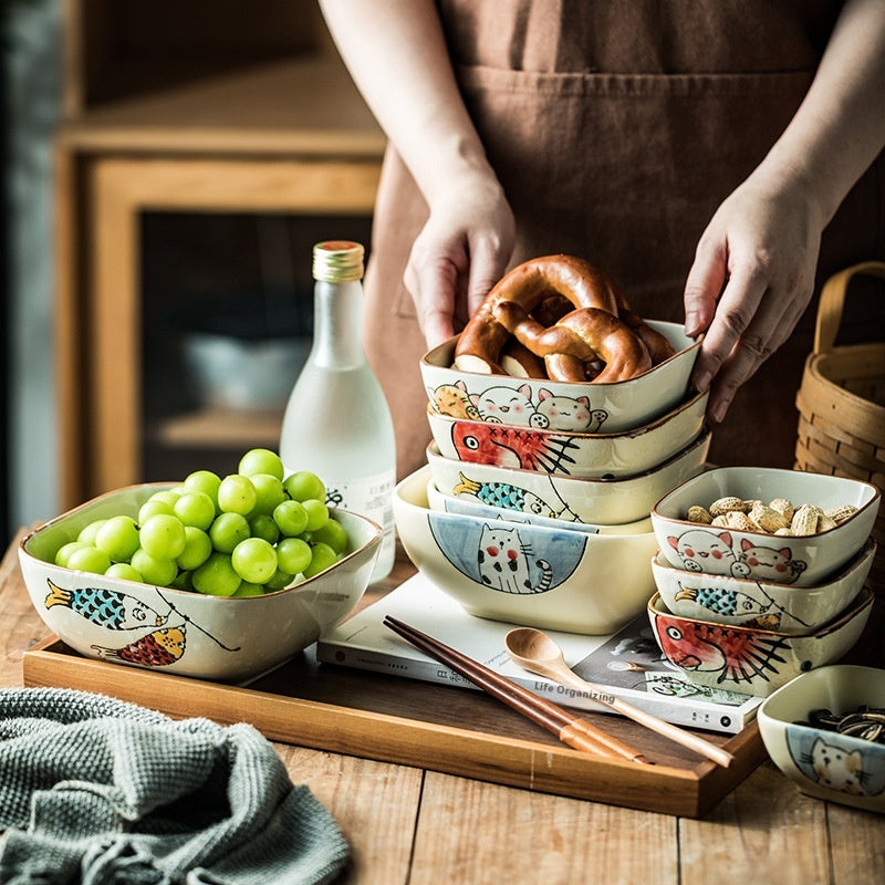 Restaurant Ceramic Tableware Retro Salad Bowl