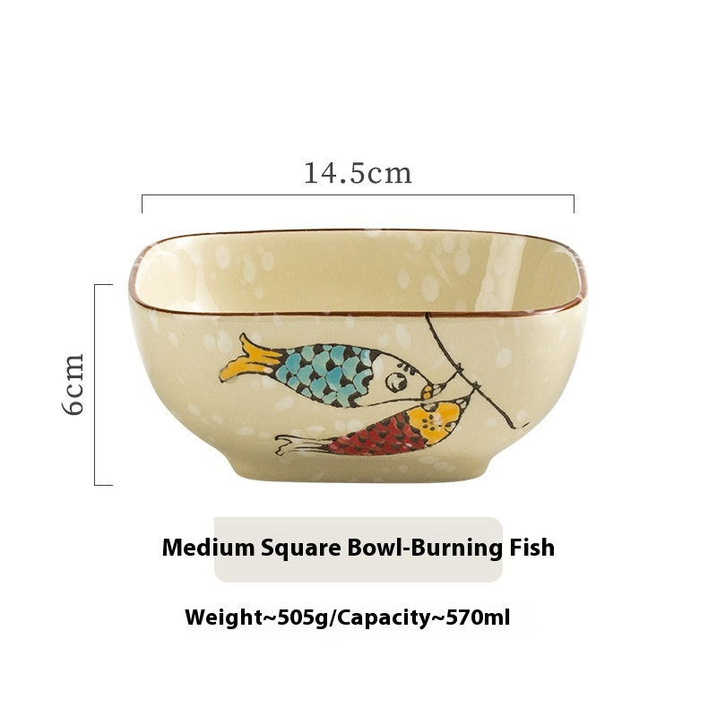 Restaurant Ceramic Tableware Retro Salad Bowl