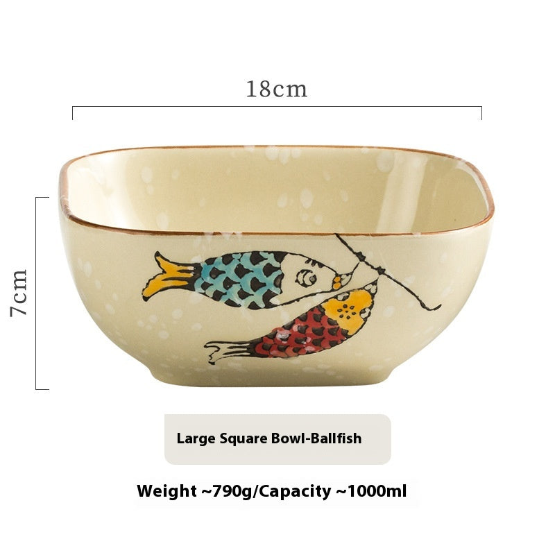Restaurant Ceramic Tableware Retro Salad Bowl