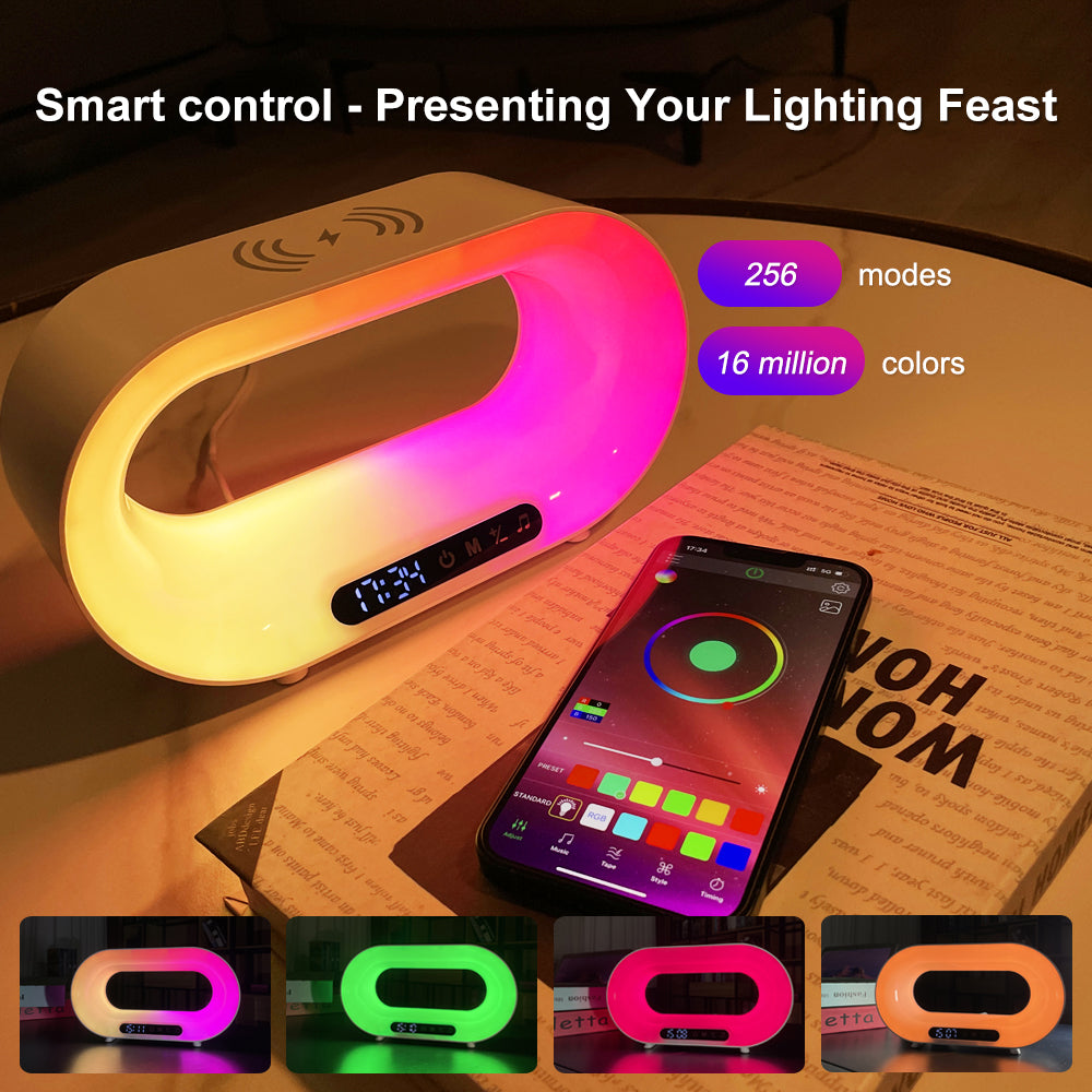 RGB Atmosphere Desk Lamp Smart Multifunctional Wireless Charger Alarm Clock