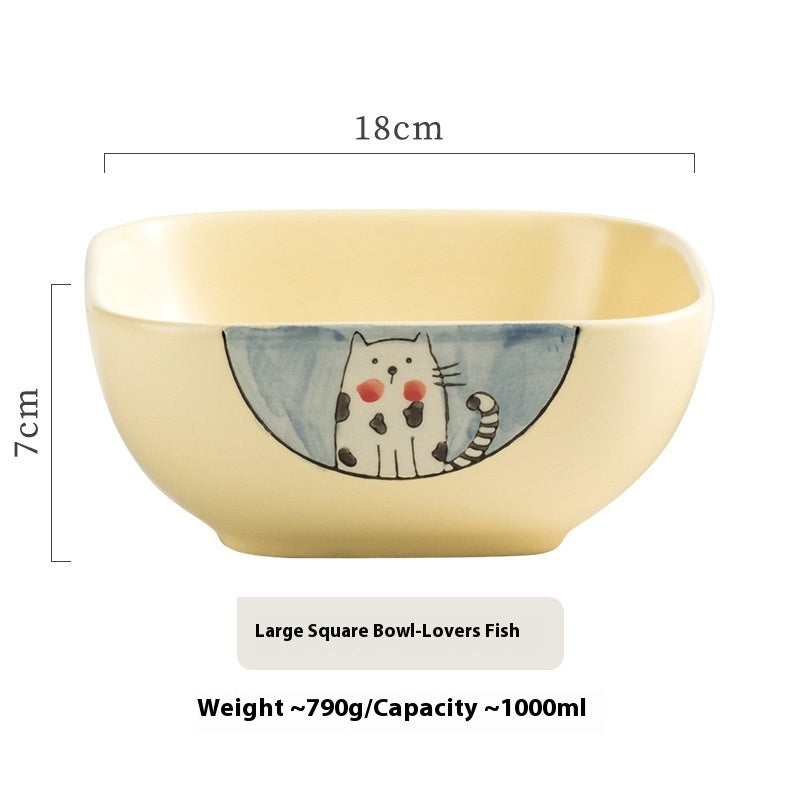 Restaurant Ceramic Tableware Retro Salad Bowl