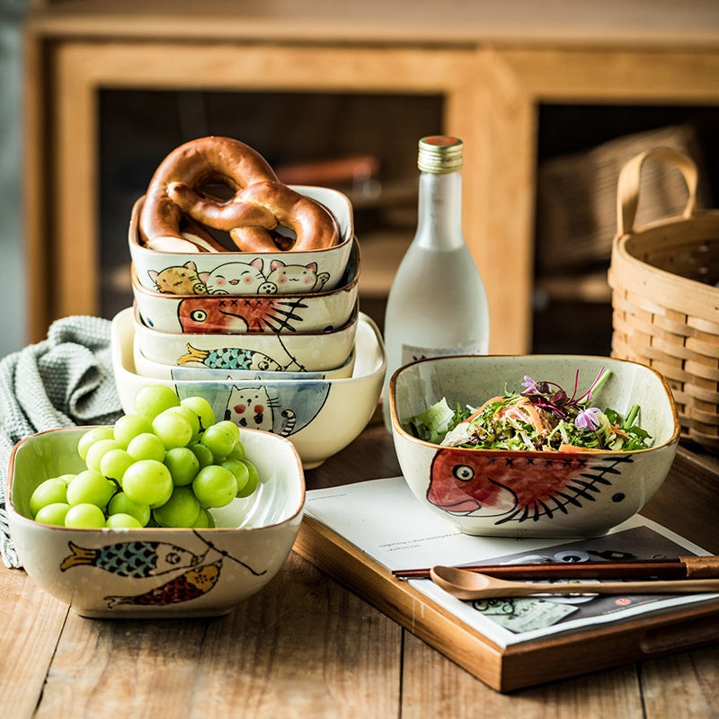 Restaurant Ceramic Tableware Retro Salad Bowl